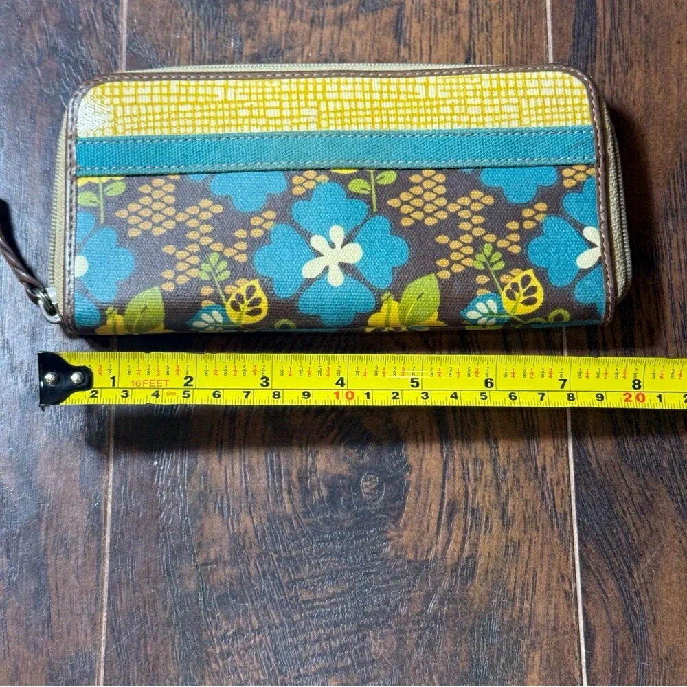 Fossil Floral Zip-Around Wallet | Canvas & Leather‎ | Vintage Style